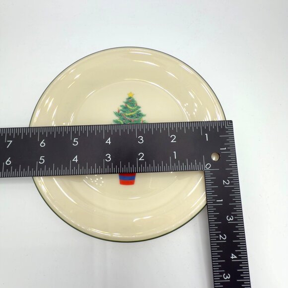 Set of 3 Lenox Special 6" Christmas Tree Appetizer Dessert Plates Green Rim USA - Picture 6 of 6
